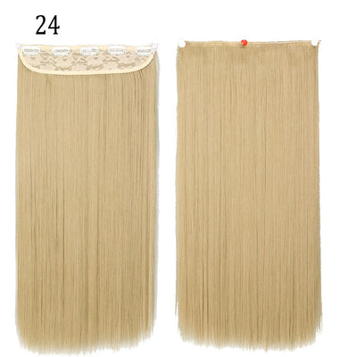 Synthetic Long Straight 5 Clip In Hair Extensions 22’‘ High Resistant Temperature Fiber Black Brown Blonde Hairpiece