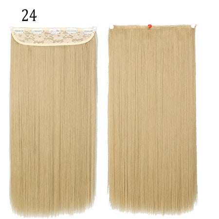 Synthetic Long Straight 5 Clip In Hair Extensions 22’‘ High Resistant Temperature Fiber Black Brown Blonde Hairpiece