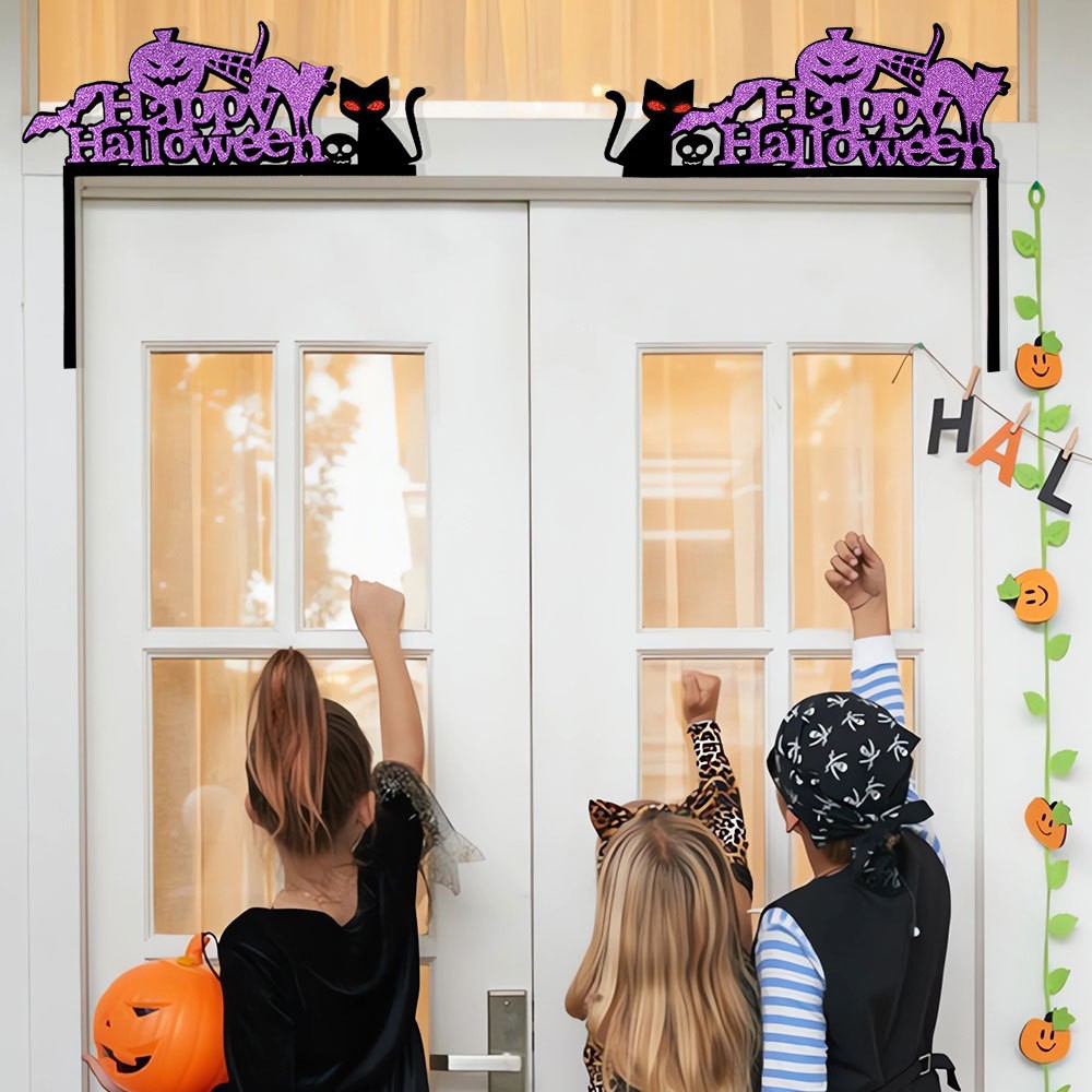 Halloween Door Frame Decoration,Bats,Pumpkins,Spider Webs,Door and Window Corner Stickers, Halloween Home Decoration