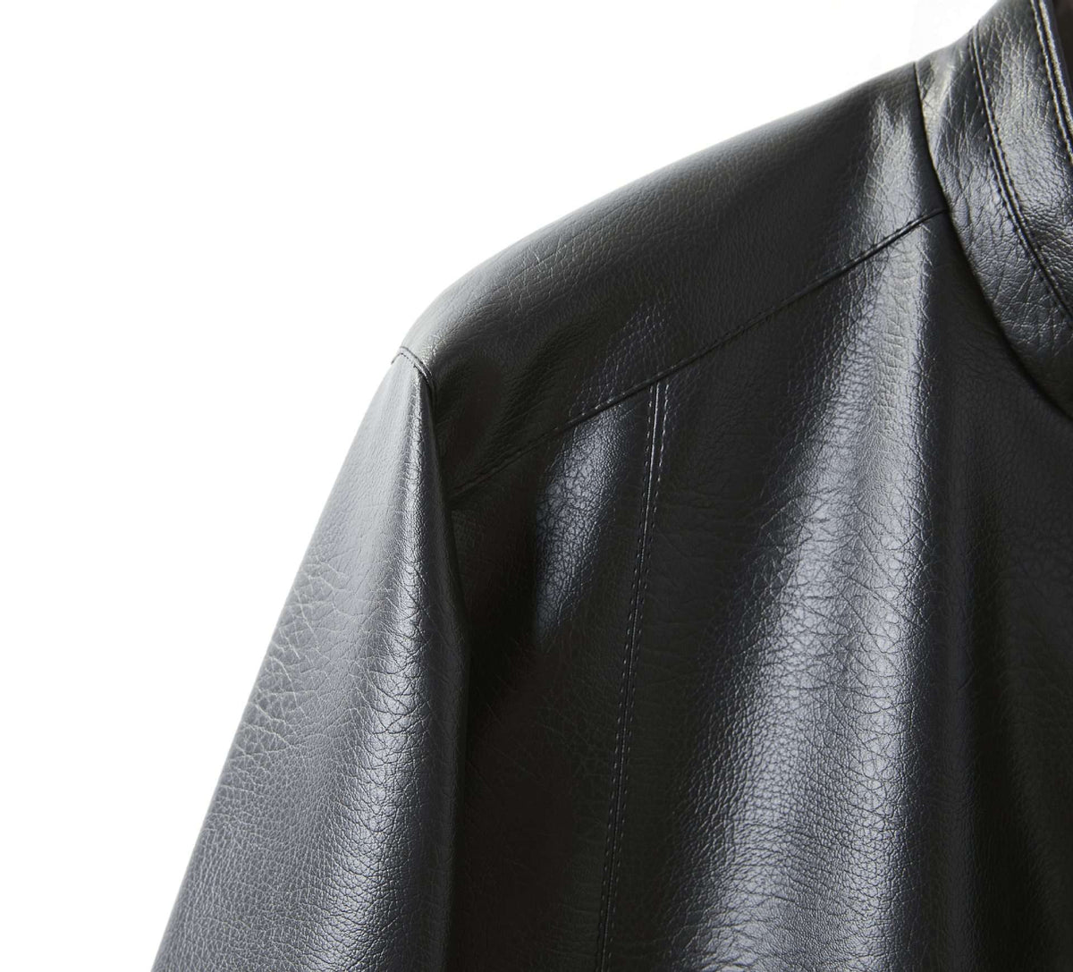 Men's Stand Collar Slim Fit Autumn Winter New Haining Leather Jacket Men's Middle-aged Plus Velvet Thickening