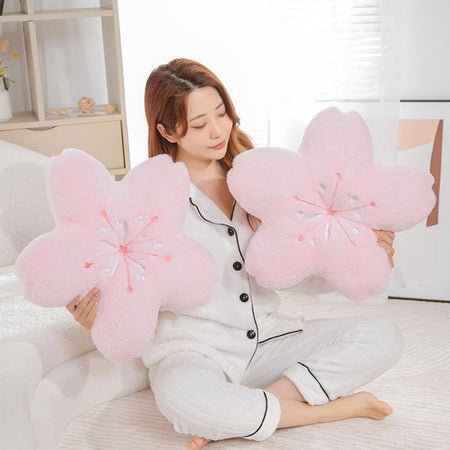Cherry Blossom Throw Pillow Kawaii Sakura Flower Plush Pillow Bedroom Living Room Decor Bay Window Floor Seat Cushion Tatami