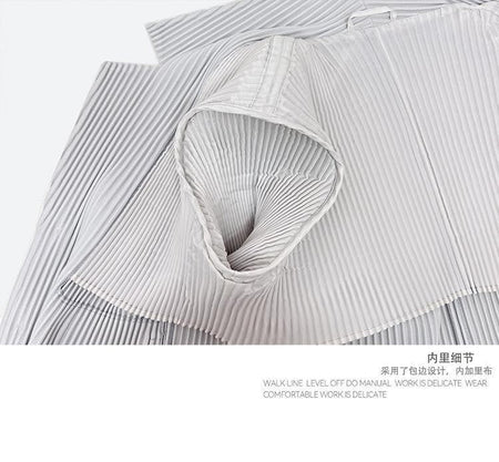 Miyake New 2025 Spring Suit Long Sleeve Pleated Pleated Men's Jacket Lapel Pleated Solid Color Fashion Loose Plisse Casual Top