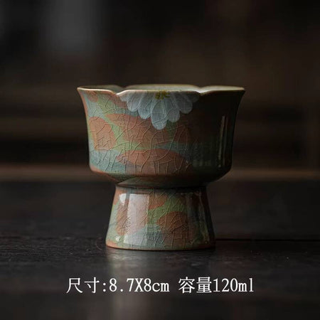 Hand-painted Cracked Glaze Chrysanthemum Fruit Tray Chinese Tall Bowl Dishes Boutique Plates For Food Serving Ornaments 120ml
