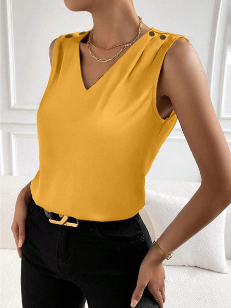 Solid Casual Loose Sleeveless Blouses For Women Fashion Summer Women's Oversized Shirts And Blouses Elegant Youth Female Tops