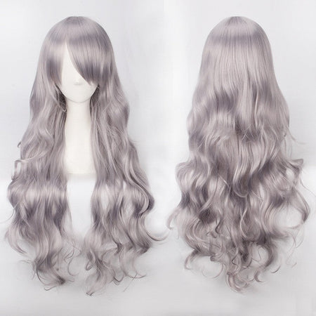 European and American style cos color anime wig, with foreign trade buckle net, universal, 80CM long, curly Synthetic fiber wig
