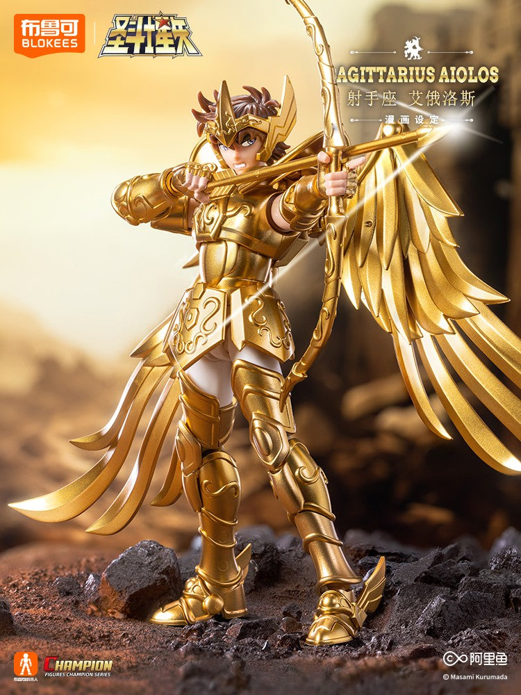 New Genuine BLOKEES Gold Saint Seiya Sagittarius Seiya Pegasus Aiolos Tenma Pegasus Action Figure Toy Assembly Figure Toy Gift