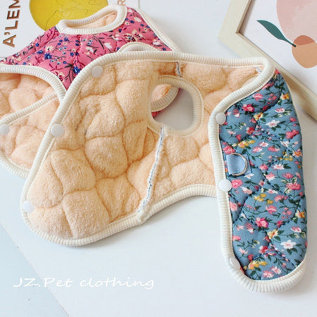 S-2XL Autumn Winter Pet Dog Fleece Vest Pink/Blue Warm Floral Print Vest Cat Clothes For Small Medium Dogs Cats