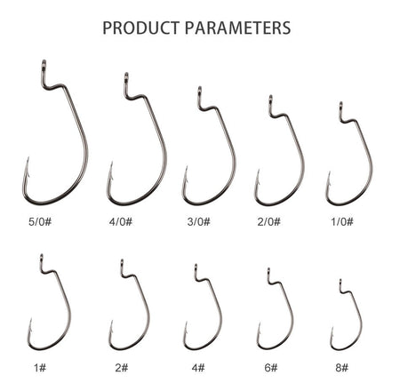 MEREDITH 50pcs/lot Fishing Soft Worm Hooks High Carbon Steel Wide Super Lock Fishhooks Lure Softjerk Hooks 8#-5/0 Fishing Tackle