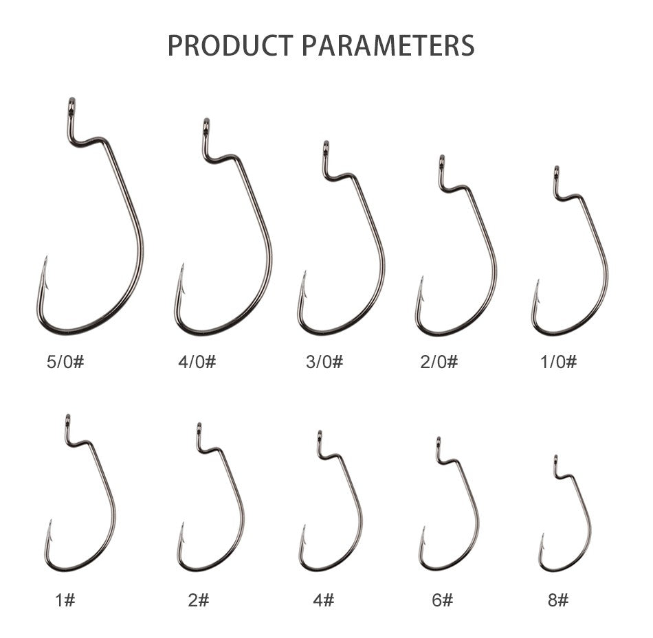 MEREDITH 50pcs/lot Fishing Soft Worm Hooks High Carbon Steel Wide Super Lock Fishhooks Lure Softjerk Hooks 8#-5/0 Fishing Tackle
