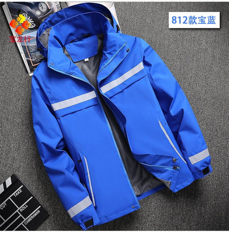 Lightweight Hooded Work Jacket, Waterproof Abrasion Resistant Reflective Outdoor Windbreaker