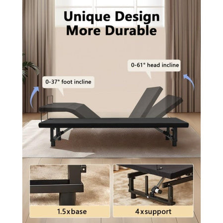 King Size Adjustable Bed Frame with Quiet Motor - Head & Foot Incline, Zero Gravity, Wireless Remote Control, Easy Installation