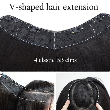 Synthetic layered V-shaped hair extension wig women's heat-resistant clip hair wig atmosphere long curly hair