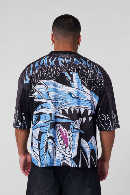 Young American oversized T-shirt summer new casual sports fitness quick drying breathable printed large mesh short sleeved shirt
