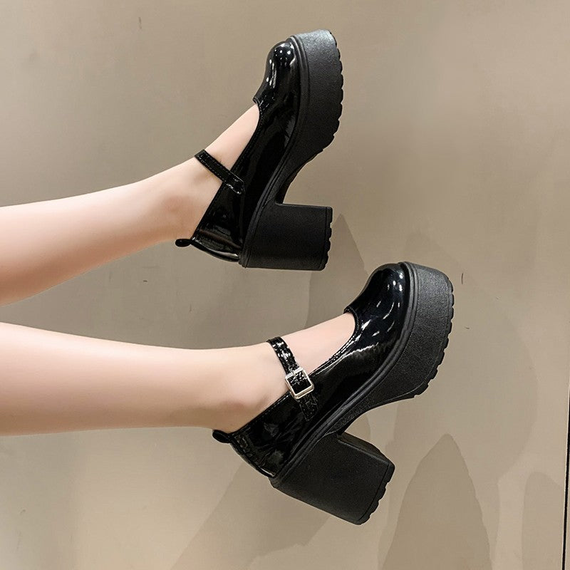 Fashion White Chunky Platform High Heels Women's 2024 New Fall/winter Mary Jane Shoes