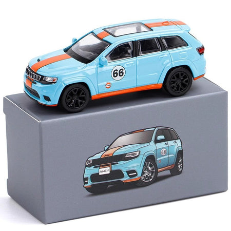 New In Stock Jkm 1:64 Gulf Version Jeep Cherokee Alloy Miniature Diecast Model Cherokee Jeep Suv Car Model Custom Toys Kids Gift
