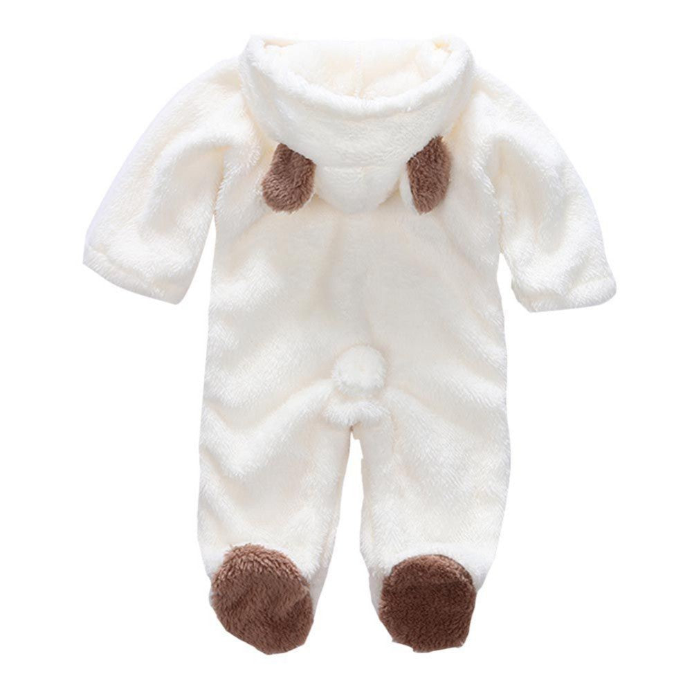 Winter Newborn Baby Plush Bodysuit Jumpsuit Cartoon Hoodies Boy Girl Romper Twins Clothes Korean version 0-12M