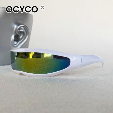 OCYCO X-men Futuristic Stylist One-piece Punk Wrap Around Fashion Glasses Personality Retro Large Frame Square Sunglasses