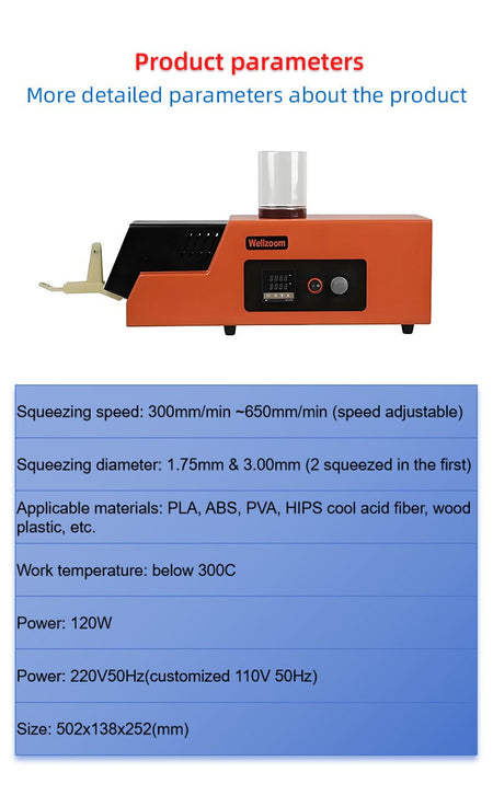 3D Printing Consumables Extruder 3D Filament Maker Desktop Filament Extruder 1.75mm 3mm Speed Adjustable Extrusion Machine