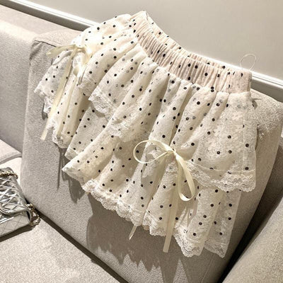 Sweet Cute Lace Cake Skirt Kawaii Lolita Japanese Mini Layered Ruffles Skirts Y2k Harajuku Casual Women Summer 2025 Skirts