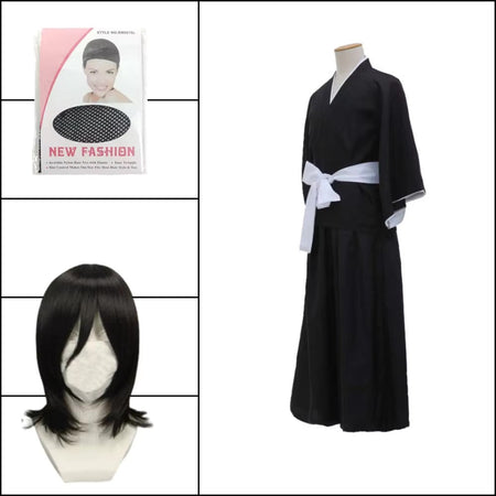 BLEACH Kuchiki Rukia Shinigami Cosplay Costume Wig Shoes Set Anime Halloween For Woman Men Clothes