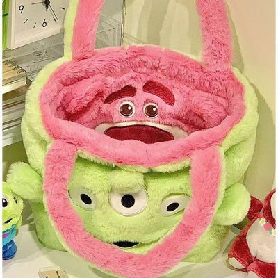 Disney Winnie Bear Turn Into Tigger Plush Handbag Cartoon Reversible Lotso Change To Alien Plush Doll Bag Xmas Women Girls Gift
