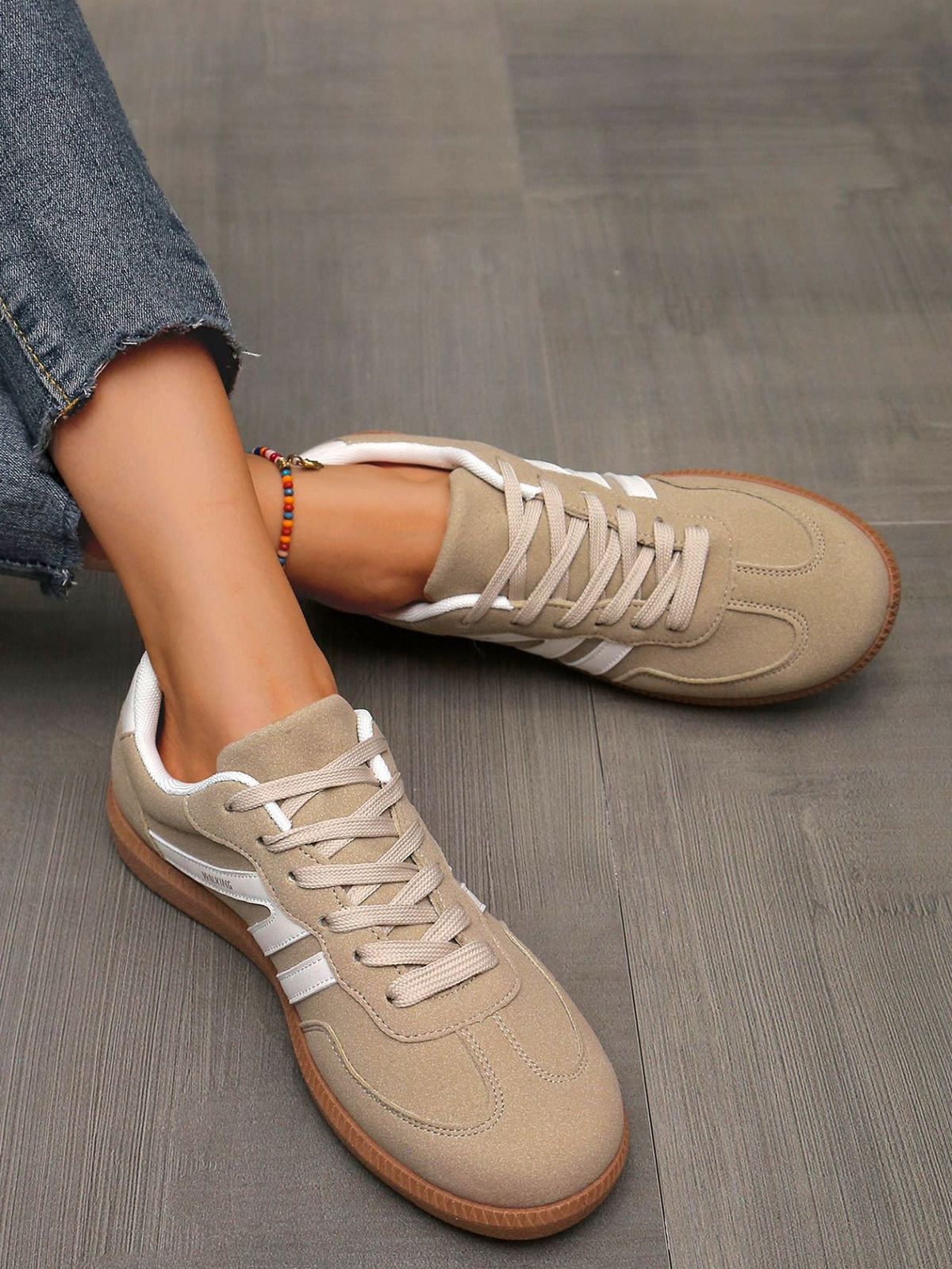 Mix Color Women's Autumn Sneakers Fashion Splicing Flat Heel Vulcanized Shoes Female Lace-Up Non-Slip Pu Leather Casual Shoes