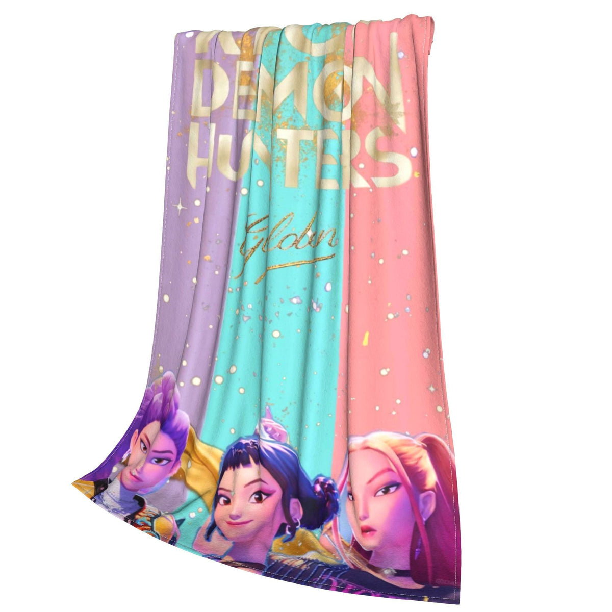kpop Demon Hunters Huntrix Golden Blanket  Warm Graphic Plush Throw Blanket For Girls Boys Living Room Flannel Bedspread Cover
