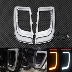 Motorcycle LED Turn Signal Light Fairing Lower Grills Black For Harley Touring Street Glide Road Glide Electra Glide FLHTK FLTRU