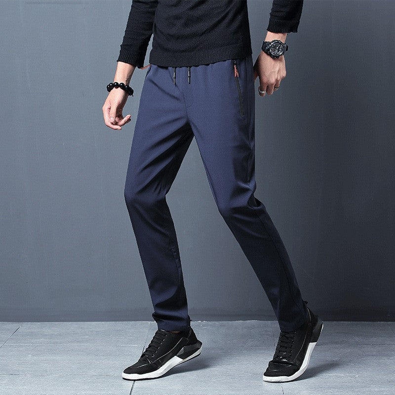 2024 Summer men's casual pants slim fit thin Korean version ice silk pants Jinlun sports pants straight tube quick drying pants
