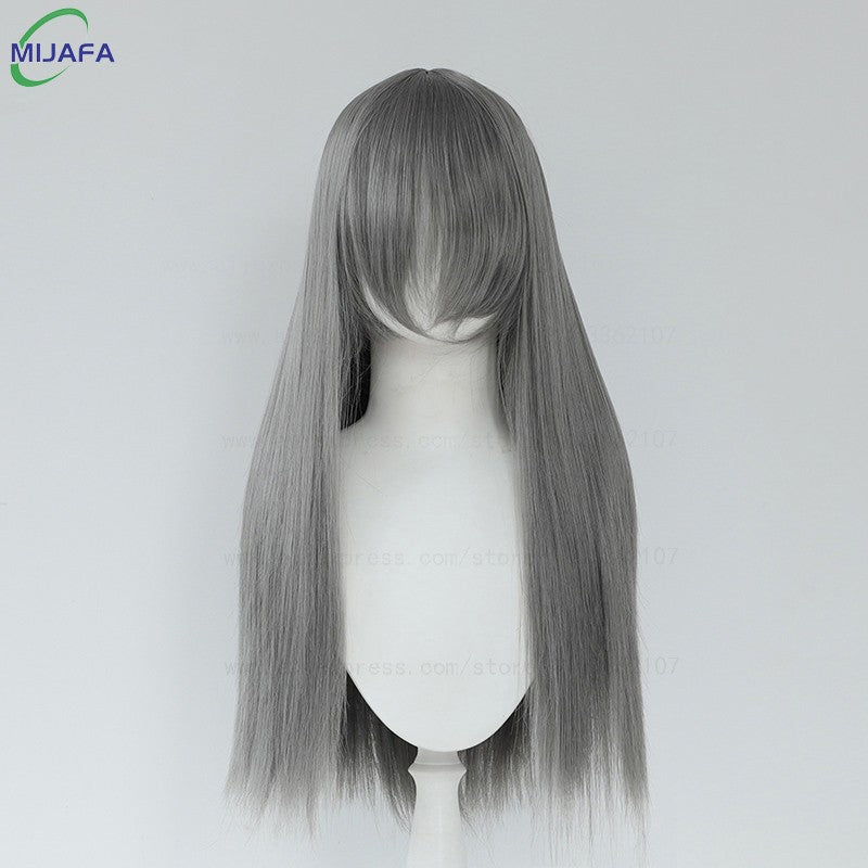 Very High Quality 400g 48 Colors 24Inch 60cm Long Straight Cosplay Wig With Bangs Heat Resistant Hair Anime Wigs + Wig Cap