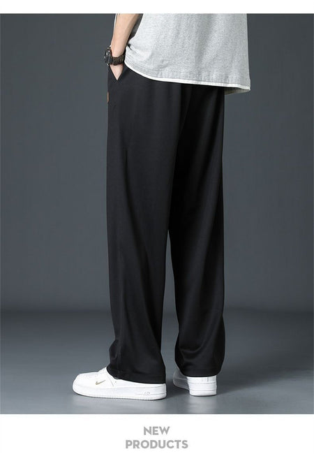 Black Straight Pants for Men's Summer Wide Leg Pants Casual Harajuku Student Pants High Street Trousers Gray Cool Sweatpants