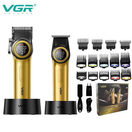VGR 001 977 new hair trimming set high-end men's hair clipper intelligent digital display electric pusher carving and whitening