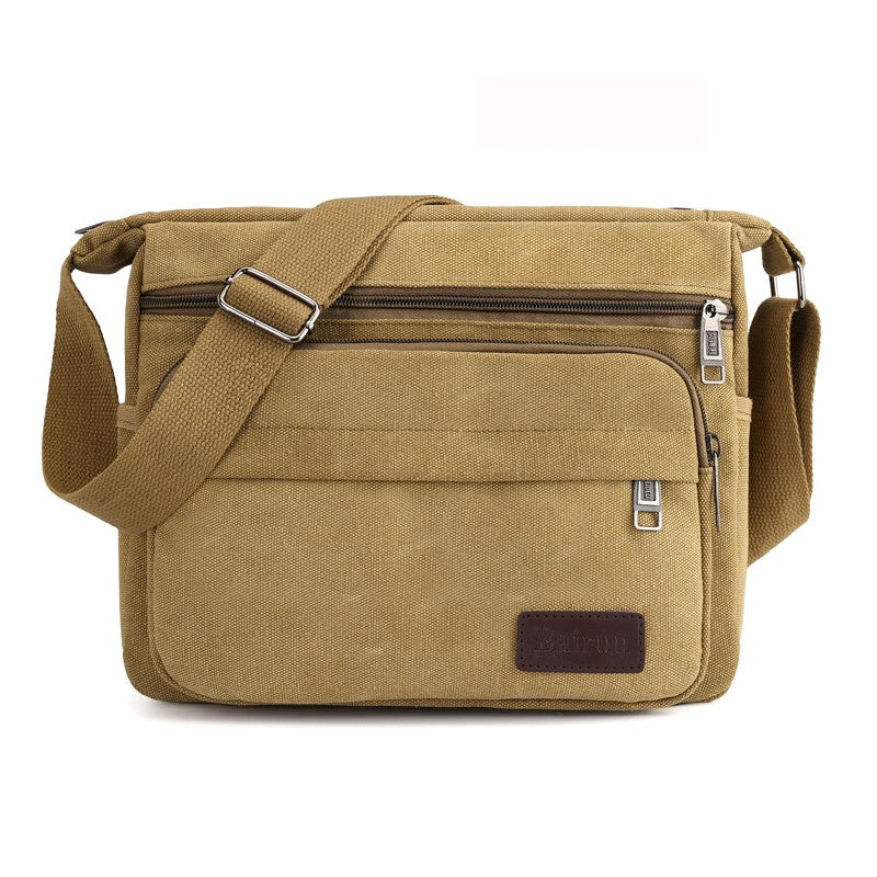 1 men's retro canvas crossbody bag, casual travel shoulder bag, outdoor sports shoulder bag with adjustable shoulder strap