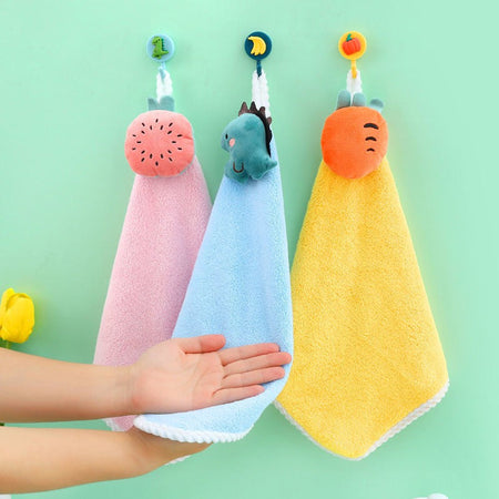 Coral Fleece Hangable Thicken Towel CartoonTowel Cute Absorbent Hand Towels Cleaning Cloth Rag Handkerchief