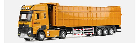 1:50 Miniature Trailer Dump Truck Cars Toys Model 3 Doors Opened Extended Engineering Vehicle Light Sound Car Boys Festival Gift