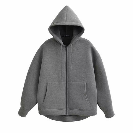 Women's Jackets With Hood Big Pocket Zipper Women Top Long Sleeve Women's Coat Loose Outerwear Winter Coats Black Jacket