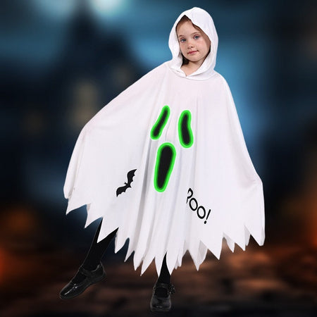 New Halloween Adult Funny Cape White Ghost Cloak Glowing cloak in the darkness Cosplay Costume Masquerade Carnival Cloak