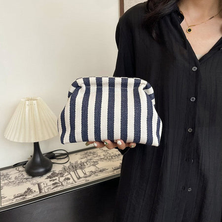 Woven Crochet Purses for Women Beach Clutch Handbags Dumpling Hobo Casual Colorblock Bag Ladies Ruched Cloud Purse