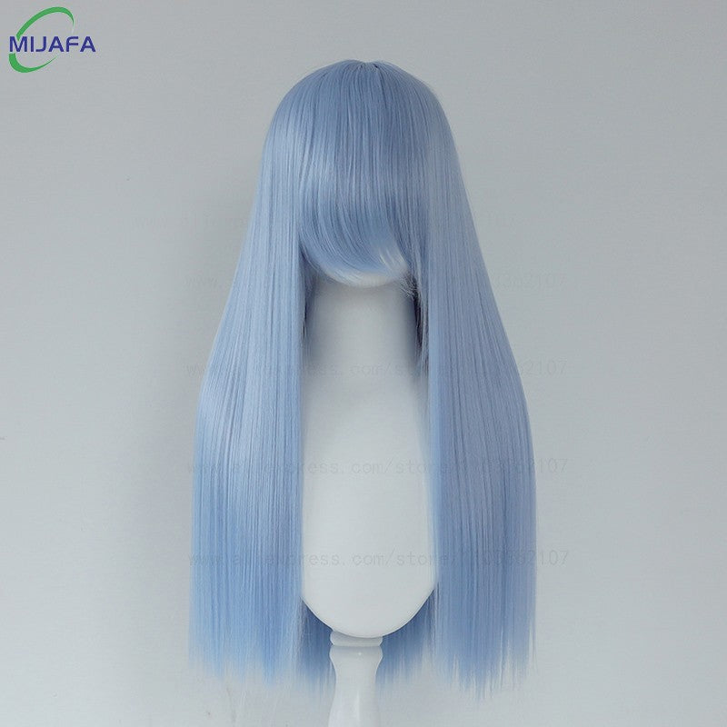 Very High Quality 400g 48 Colors 24Inch 60cm Long Straight Cosplay Wig With Bangs Heat Resistant Hair Anime Wigs + Wig Cap