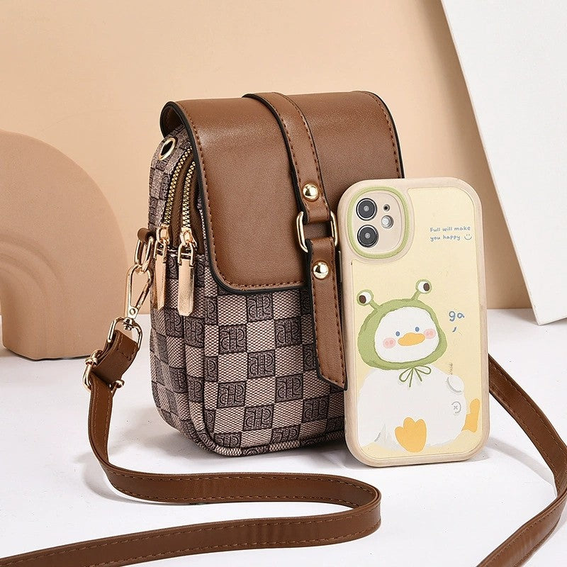 Retro Multi Layer Phone Small Bag, Fashion Lightweight Single Shoulder Crossbody Bag for Women Purse, Travel, Everyday Use