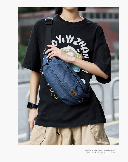 LEE Women Men Oxford Crossbody Waist Bag Waterproof Running Sport Single Shoulder Slingbag Travel iPad Pocket Daily Fanny Pack