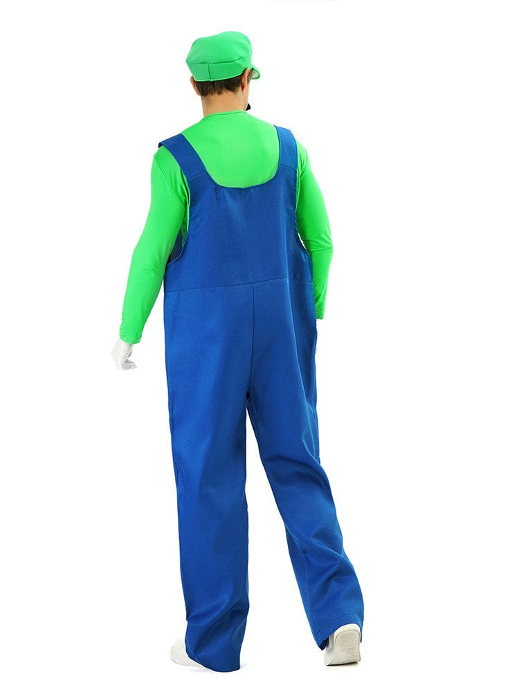 Game Super Luigi Brothers Uniform Funny Anime Adult Men Woman Halloween Carnival Performances Costume with Hat Mustache Gloves