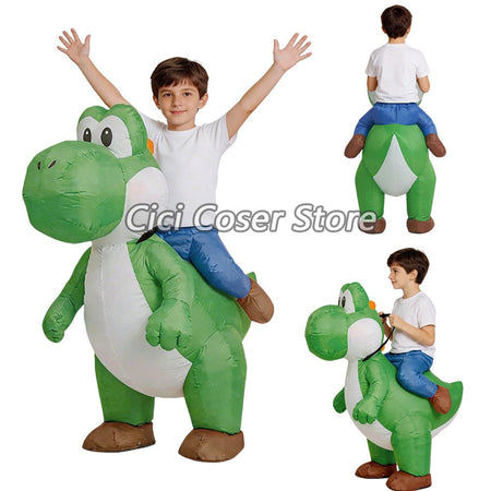 Anime Super Brother Yoshi Cosplay Inflatable Dinosaur Costume Halloween Carnival Party Outfit Quick Inflation Suit For Men Women