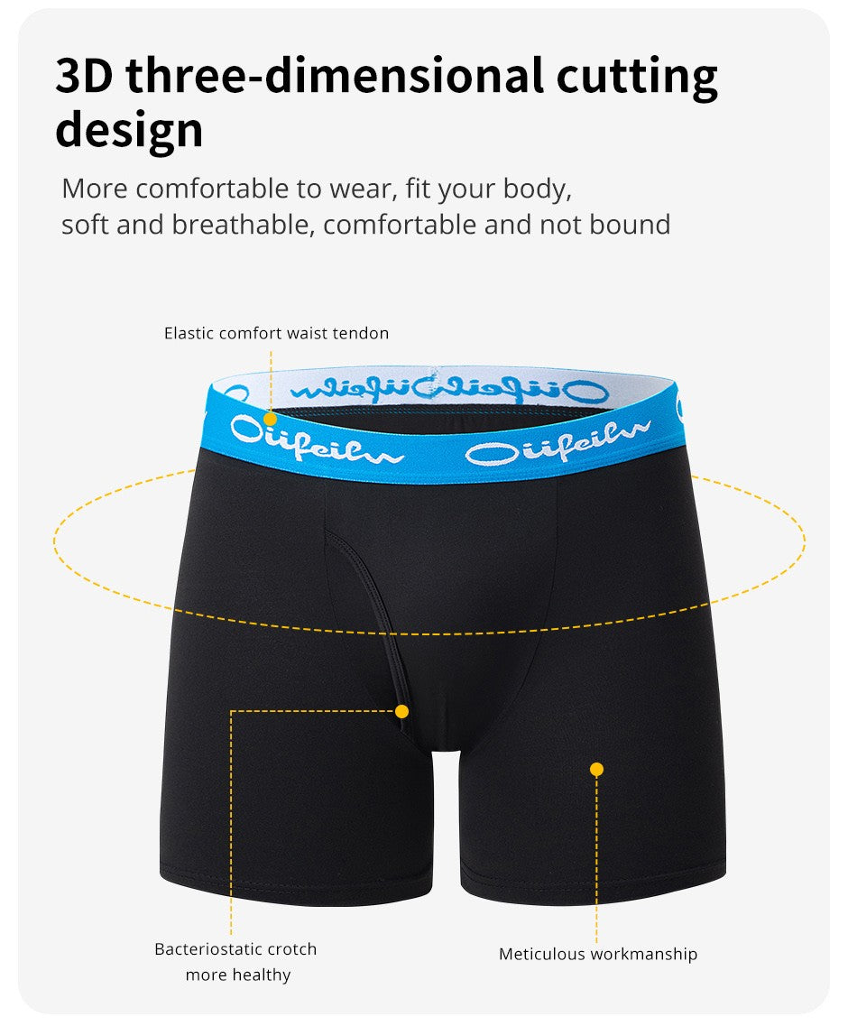 5/7/10 Pcs Men's Long Sports Parent-child Underwear Teenagers To Adults Multi-size Mix And Match Boyshort Elastic Waist Shorts