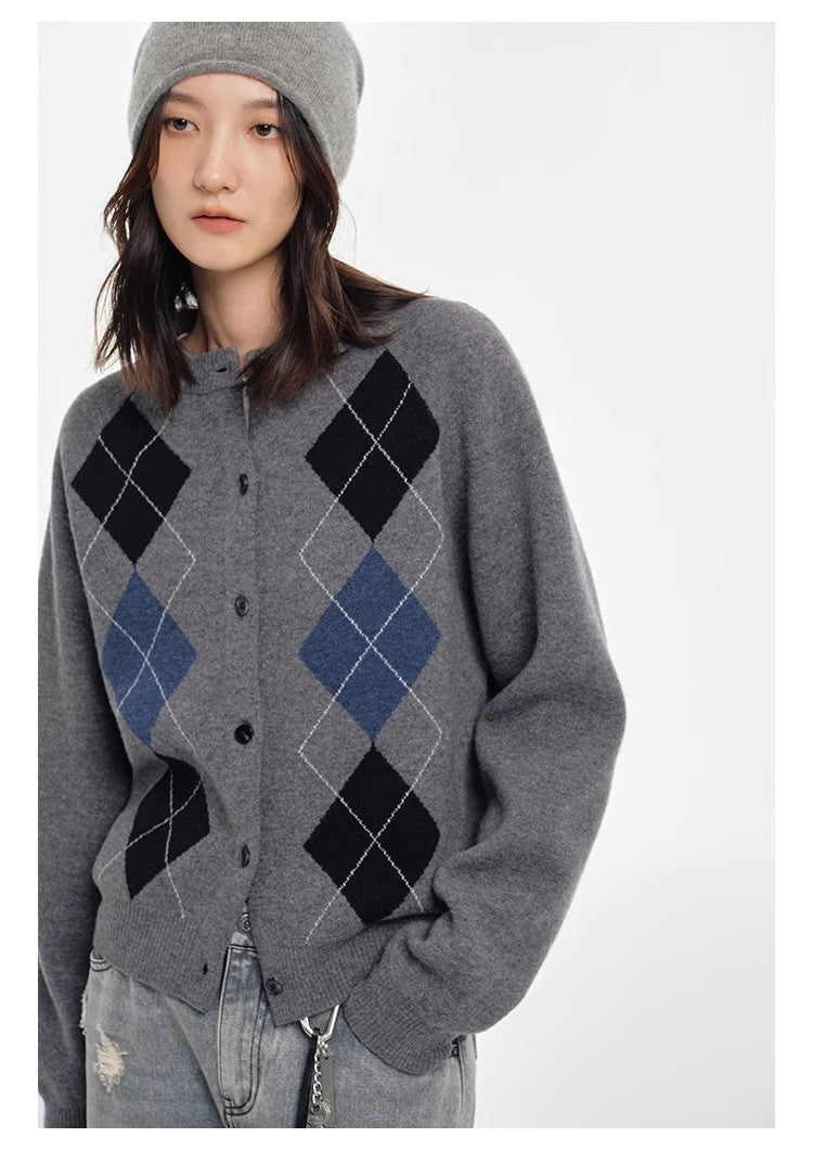 College style sweater 100% Australian Wool Sweaters Large Size Cardigan High-grade Women's Autumn Winter Fashion Knitwear