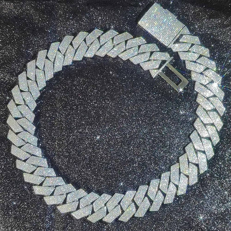 Thick Heavy 15mm Two Rows Prong Setting Cuban Link Chain Iced Out Hip Hop White/18k Gold Plated Necklace Jewelry Women Men Gifts