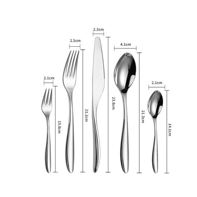 5Pcs 304 stainless steel tableware set steak knife fork cutlery set restaurant kitchen Home commercial high-end dinnerware