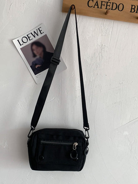 Women Canvas Handbags Korean Mini Student Bag Cell Phone Simple Small Crossbody Casual Ladies Zipper Shoulder Bag