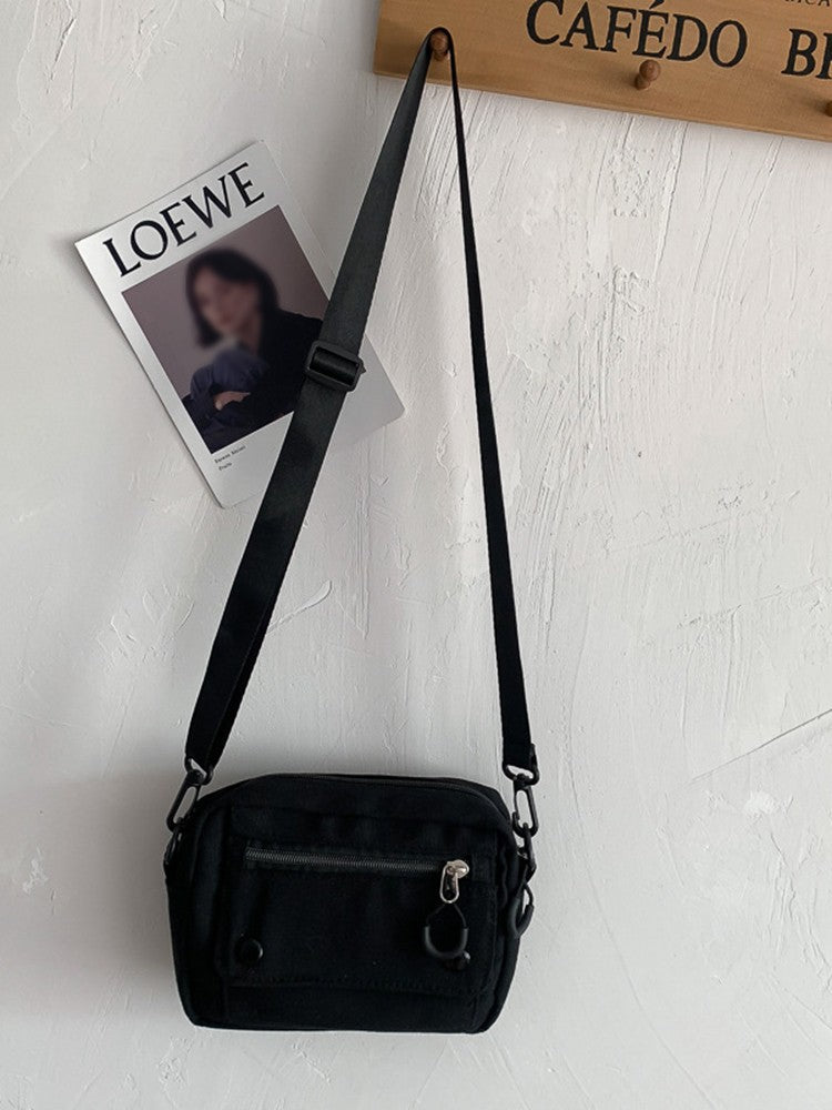 Women Canvas Handbags Korean Mini Student Bag Cell Phone Simple Small Crossbody Casual Ladies Zipper Shoulder Bag