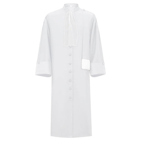 Barrister Robe Medieval Lawyer Costume with Pleated Jabot Collar Clergy Choir Robe Vintage Priest Cosplay Outfit